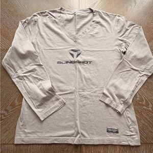 Men’s Long Sleeve V-Neck Shirt in Light Beige